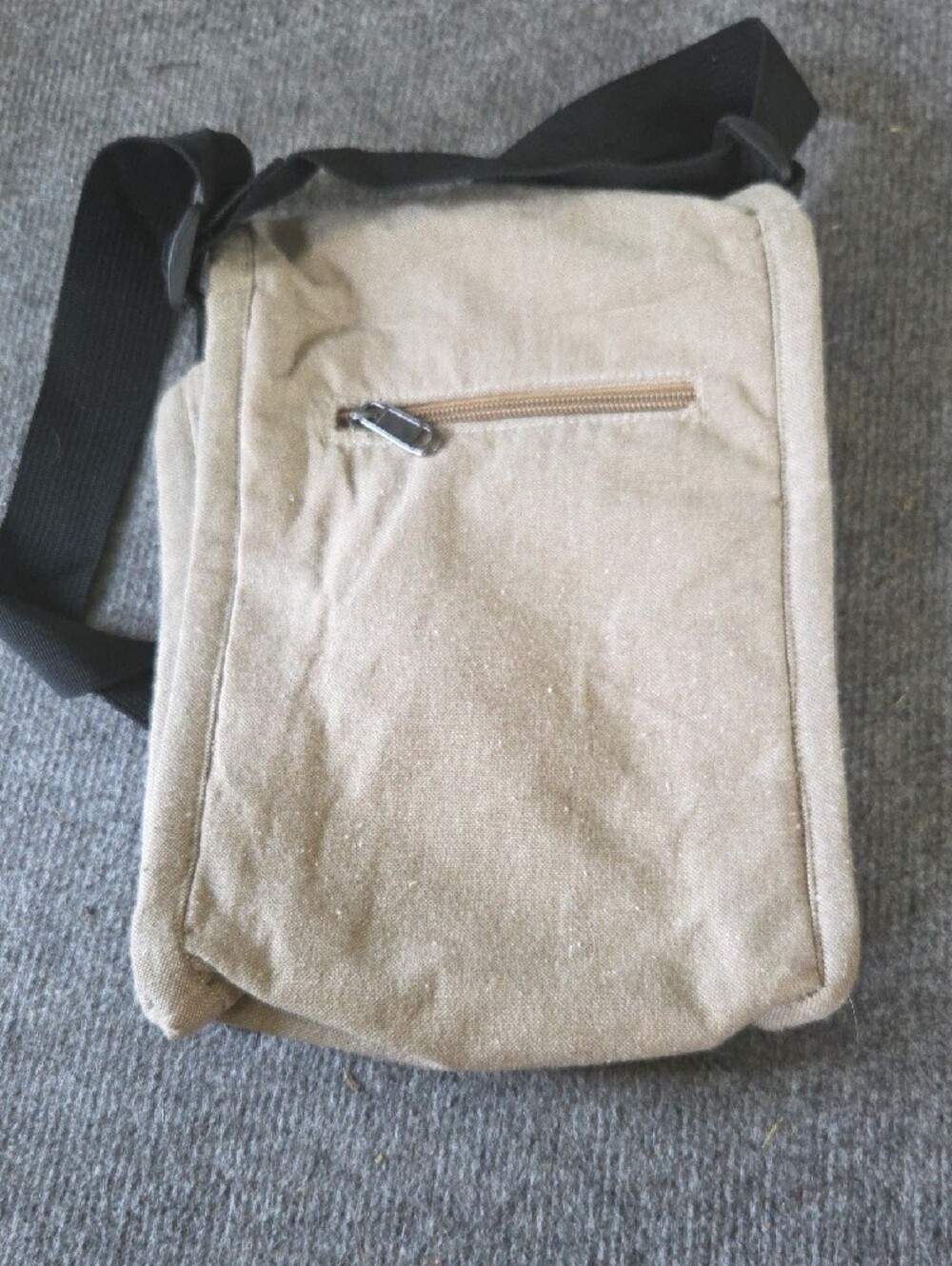 Canvas Crossbody Bag with Fish Embroidery - Beige - Picture 7 of 7